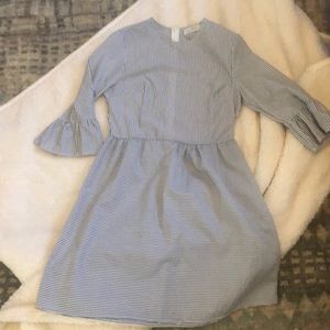 Blue and white striped casual dress.